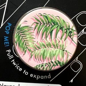 Popsockets Phone Grip and Stand - Green palms on pink background
